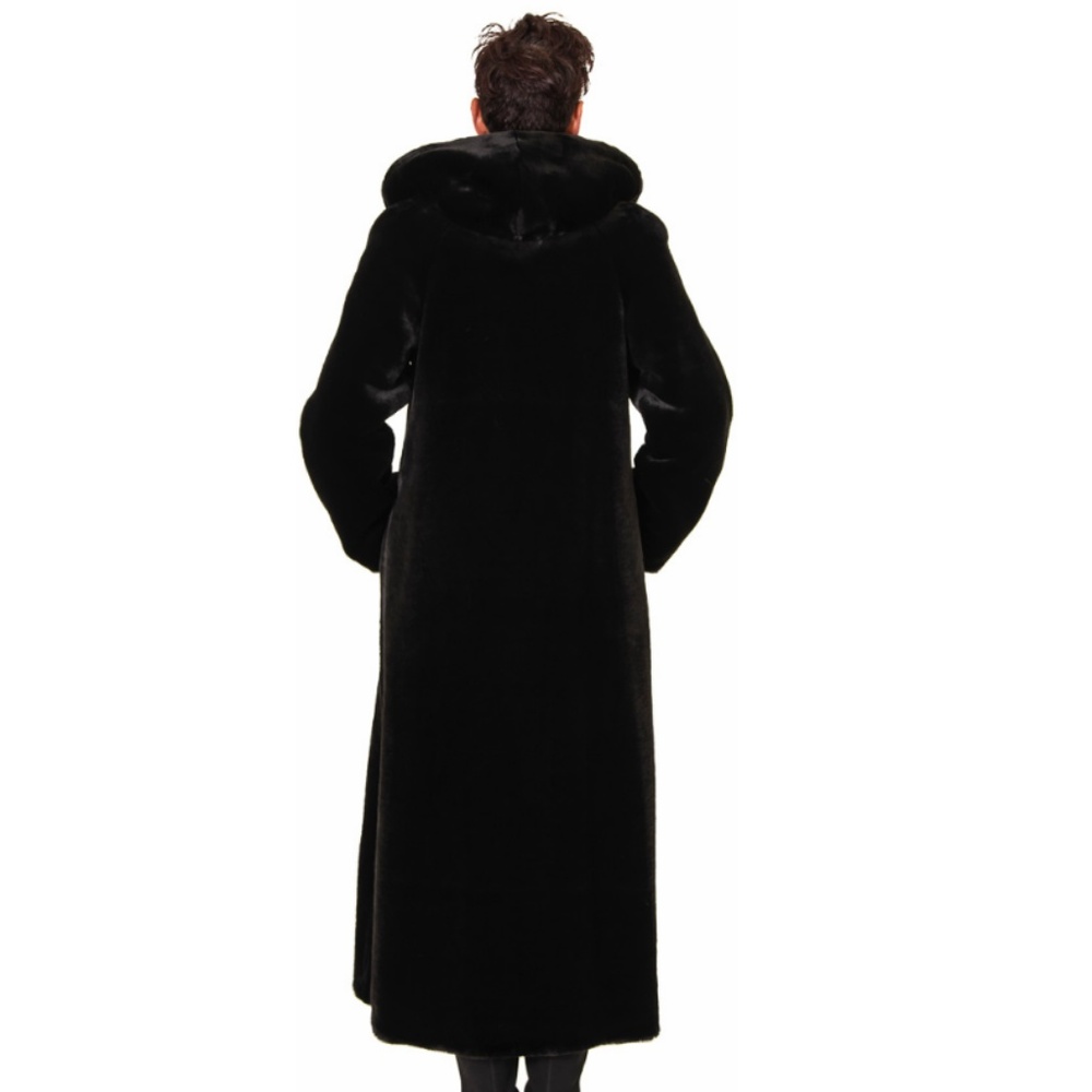 SOLD OUT Faux Sheared Beaver Hooded Coat - Picture 3 of 3
